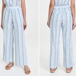 Multi Blue Linen Striped Pants